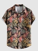 Chemise à Imprimé Feuille à Manches Courtes Xl Brun