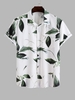 Chemise à Imprimé Feuille avec Poche en Avant Design Xxl Blanc