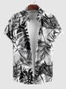 Chemise à Imprimé Feuille de Palmier Tropicale à Manches Courtes L Blanc