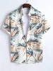 Chemise à Imprimé Feuille Tropicale à Manches Courtes L Crème