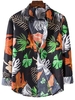 Chemise à Imprimé Feuilles à Manches Longues 2xl Noir