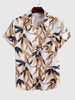 Chemise à Imprimé Feuilles Hawaii à Manches Courtes M Blanc