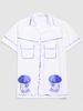 Chemise à Imprimé Figure Épines à Manches Courtes L Blanc