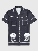 Chemise à Imprimé Figure Épines à Manches Courtes Xl Noir