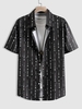 Chemise à Imprimé Flèche sans Couture à Manches Courtes L Noir
