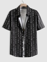 Chemise à Imprimé Flèche sans Couture à Manches Courtes S Noir
