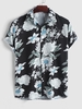 Chemise à Imprimé Fleur et Feuille à Manches Courtes 2xl Noir