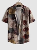 Chemise à Imprimé Fleur Ronde à Manches Courtes L Rouge foncé