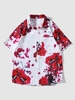 Chemise à Imprimé Fleurs avec Poche 2xl Rouge