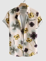 Chemise à Imprimé Florale à Manches Courtes L Café lumière