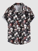 Chemise à Imprimé Florale à Manches Courtes L Noir