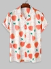Chemise à Imprimé Fraise à Manches Courtes à Col Camp L Blanc