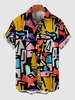 Chemise à Imprimé Géométrique Coloré Boutonnée 2xl Multi a