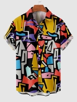 Chemise à Imprimé Géométrique Coloré Boutonnée 2xl Multi a