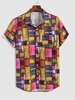 Chemise à Imprimé Graphique Rectangle avec Poche à Manches Courtes Xl Multi a
