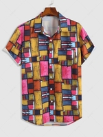 Chemise à Imprimé Graphique Rectangle avec Poche à Manches Courtes Xl Multi a