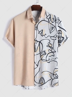 Chemise à Imprimé Graphique Visage en Blocs de Couleurs à Manches Courtes M Bohu bois