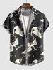 Chemise à Imprimé Grue à Manches Courtes M Noir naturel