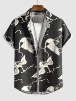 Chemise à Imprimé Grue à Manches Courtes M Noir naturel