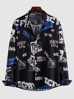 Chemise à Imprimé Lettre Graphique à Manches Longues L Noir