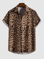 Chemise à Imprimé Léopard à Manches Courtes 2xl Café