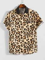 Chemise à Imprimé Léopard à Manches Courtes avec Poche Xl Léopard