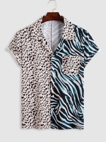 Chemise à Imprimé Léopard Zèbre avec Poche en Avant Xxl Léopard