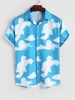 Chemise à Imprimé Nuage à Manches Courtes M Bleu