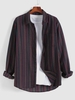 Chemise à Imprimé Rayure Verticale à Manches Longues Xxl