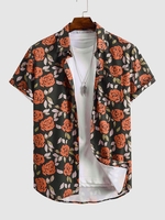 Chemise à Imprimé Rose Partout à Manches Courtes L Multi b
