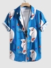 Chemise à Imprimé Visage à Manches Courtes L Bleu océan