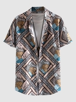 Chemise à Imprimé Zèbre et Feuille Tropicale à Manches Courtes M Multi a