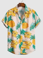 Chemise à Manches Courtes à Imprimé Floral et Ananas L