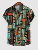 Chemise à Manches Courtes en Coton et Lin Motif Géométrique Style Vintage Xl Multi a