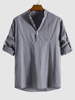 Chemise à Manches Longues avec Demi-Bouton S Gris