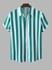 Chemise à Rayure Verticale à Manches Courtes L Bleu vert ara