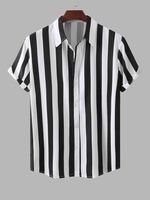 Chemise à Rayure Verticale à Manches Courtes L Noir