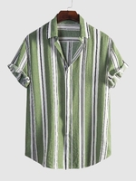Chemise à Rayure Verticale à Manches Courtes L Vert clair