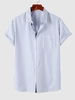 Chemise à Rayure Verticale à Manches Courtes M Bleu cristal