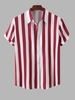 Chemise à Rayure Verticale à Manches Courtes M Rouge