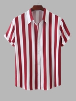 Chemise à Rayure Verticale à Manches Courtes M Rouge