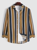 Chemise à Rayure Verticale à Manches Longues Xxl Brun légère