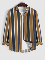 Chemise à Rayure Verticale à Manches Longues Xxl Brun légère