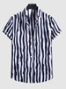 Chemise à Rayure Verticale Bontonnée à Manches Courtes Xl Blanc