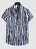 Chemise à Rayure Verticale Bontonnée à Manches Courtes Xl Blanc