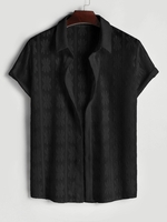 Chemise Ajourée Fleurie Transparente à Manches Courtes Xl Noir