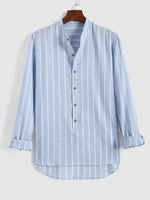 Chemise Asymétrique à Rayures L Bleu clair