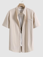 Chemise avec Fausse Poche à Col Debout M Jaune clair