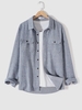Chemise avec Poche à Rabat à Manches Longues Xxl Bleu