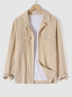 Chemise avec Poche en Velours Côtelé L Blanche amande